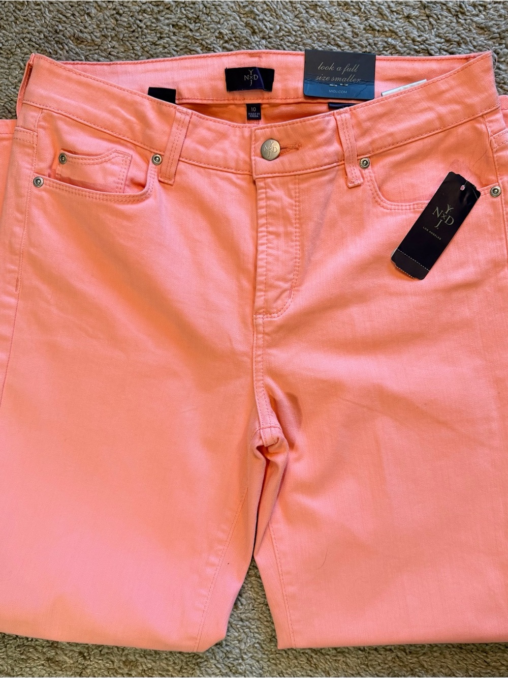 NWT NYDJ Coral Pink Ankle Jeans ~ size 10